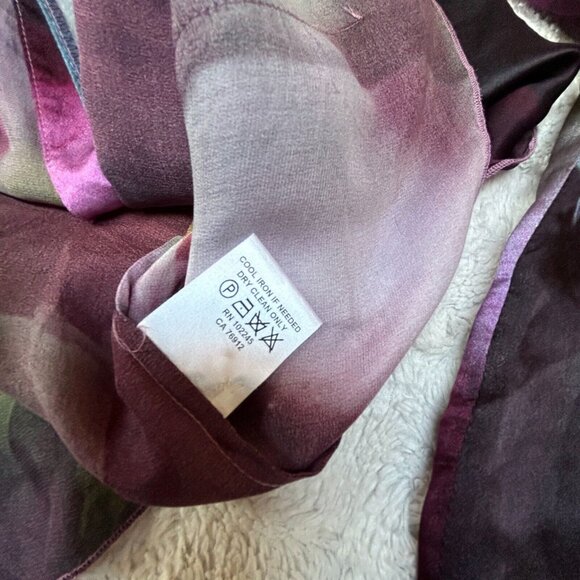 Audrey Talbott Carmel Silk Ruffle Blouse Top Size 6 Burgundy Abstract Print Boho - Picture 9 of 9